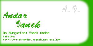 andor vanek business card